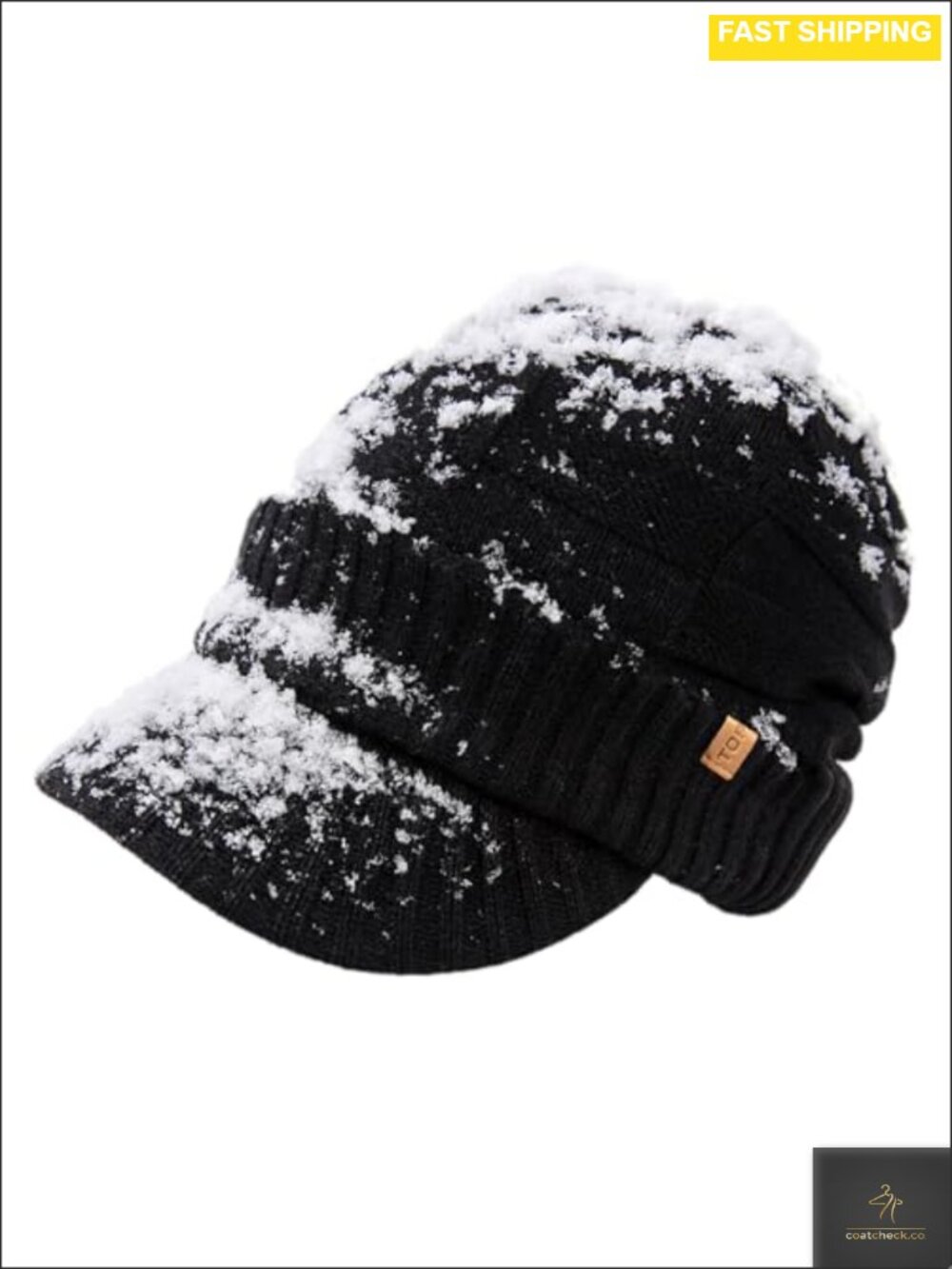 Waterproof Fleece Lined Merino Wool Blend Beanie with Brim Visor Winter Hat